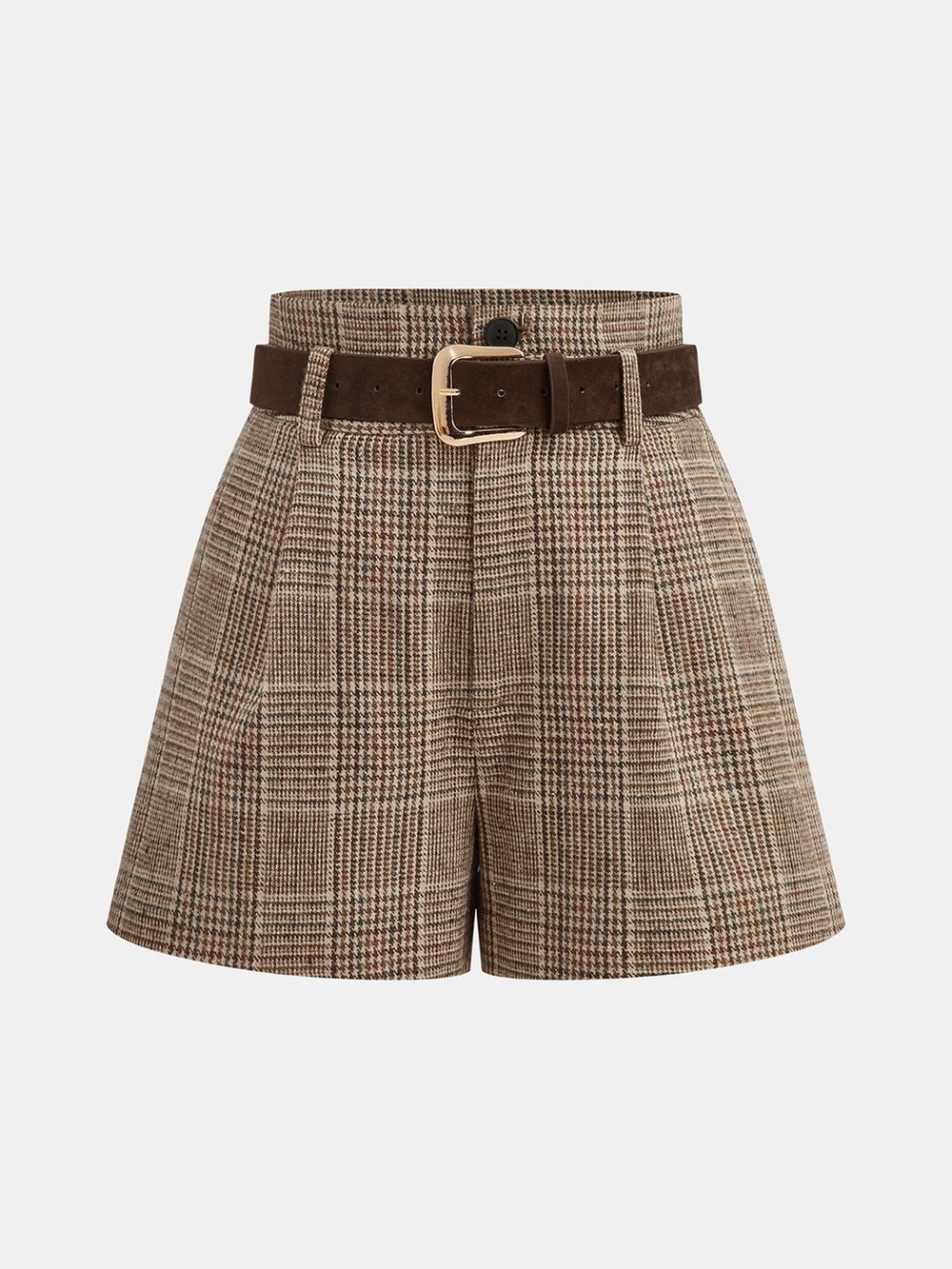 COMMENSE High-Waist Houndstooth Tweed Shorts - size Medium